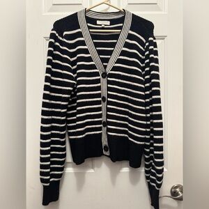 Bagatelle Black and White Striped Cardigan